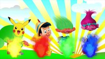 Colors for Children to Learn with Wrong Heads pikachu, dreamworks Trolls Bad Baby _ Finger Family 4K