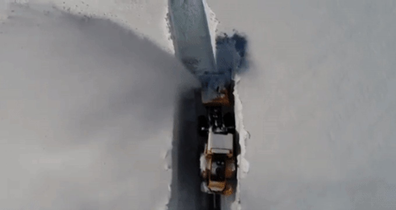 Mesmerizing Drone Footage Shows Snow Clearing in Norway's Trollstigen Mountain