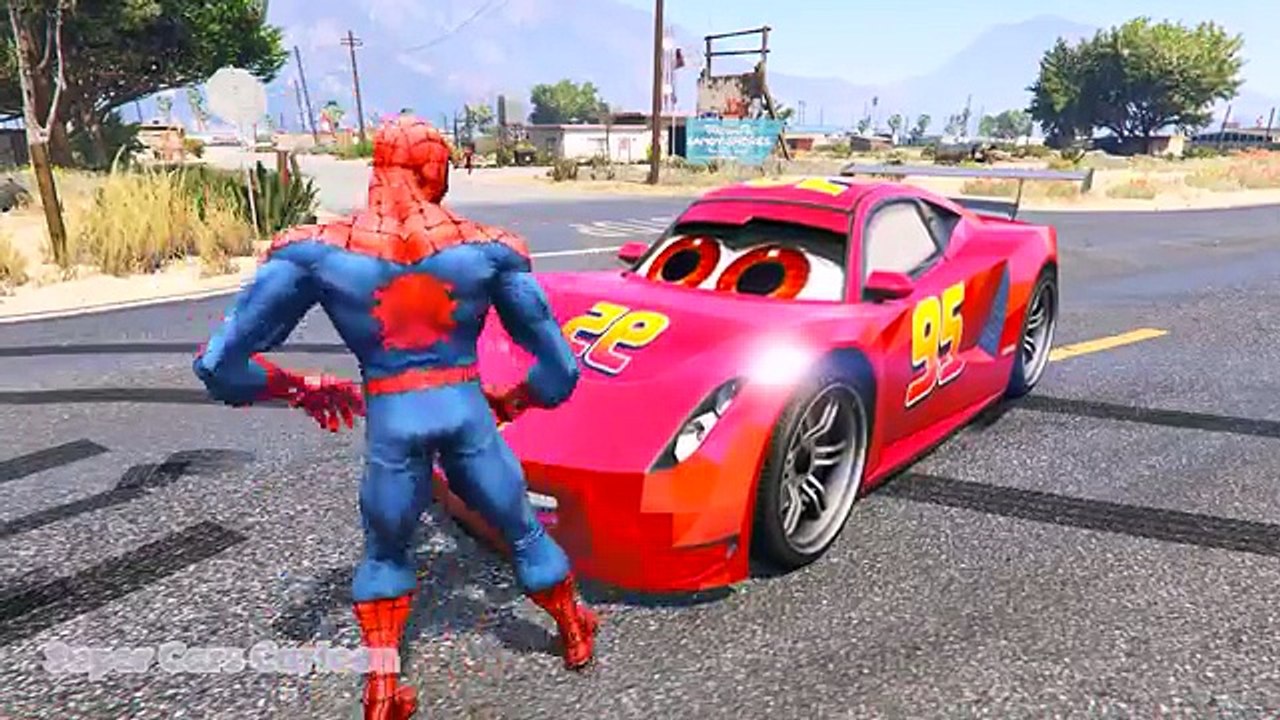 Police spiderman arrested bad mcqueen on the road. Hulk in trouble. Cartoon 3d animation c