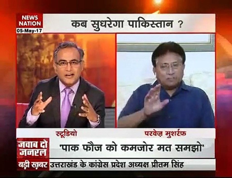 "Ham Ne Choorian Nahi Pehni Hui,Saza Dene Ki Baat Kar Rahe Ho, Hum India Ko Saza Day Denge" Musharaf To Indian Anchor