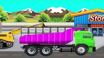 How to build a Fuel Station with Excavator, Crane, loader and Dump Truck - Cartoons for chil