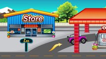 How to build a Fuel Station with Excavator, Crane, loadTruck - Cartoons for child