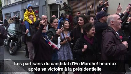 Macron élu président: réactions près de son QG