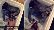 Clever crab opens a can of VB with its claws