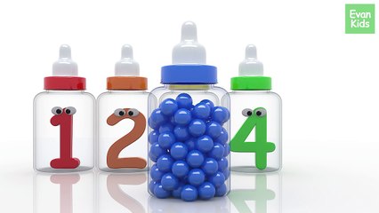 Learn Numbers with Colorful Balls in the Baby Milk Bottles - EvanKids