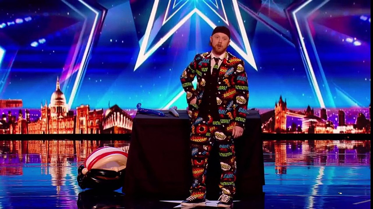 Ryan Tracey is on a balloon blindfolding mission Auditions Week 3 Britain’s Got Talent 201