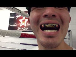 brandon rios trying on mouth peice for ortiz fight EsNews Boxing