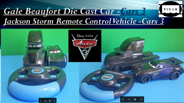 Unboxing & Toy review of Disney Cars 3 Gale Beaufort Semi Truck 1:43 Scale & Cars3 Remote control Jackson Storm 6 rc car2.4 ghz from DisneyStore