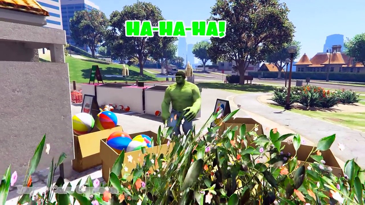 Hulk sells surprise eggs in his shop. Cartoon for kids with 3d animation and spiderman.