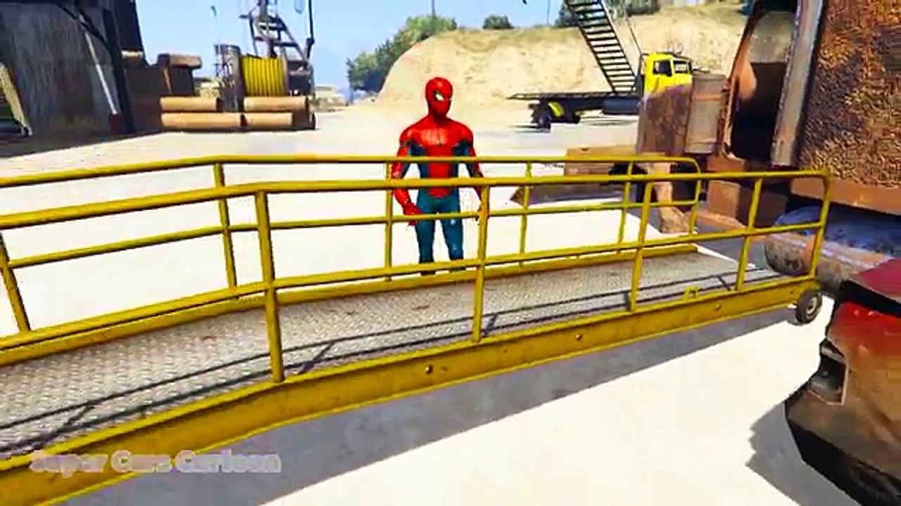 Spiderman and Hulk built big tower for jumping. Cartoon for kids. and 3d animation