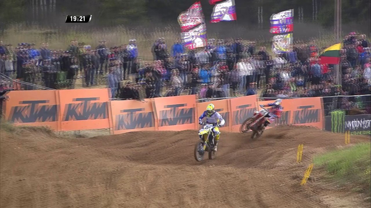 MXGP of Latvia Jeffrey Herlings passes Arminas Jasikonis