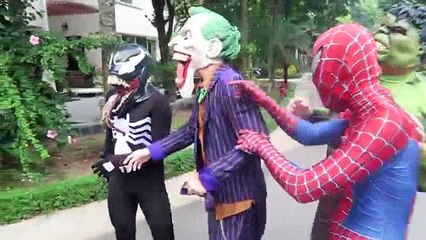 (3)_ Lion Chase Spiderman! Giant Lion in real life Spiderman Hulk Venom Joker Superheroes Children Action