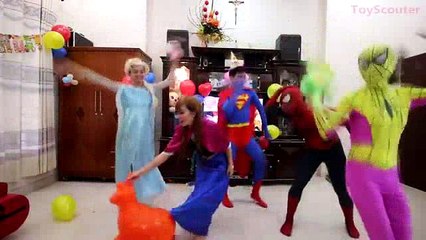 (2)_BIG HAND vs Frozen Elsa ft  Spiderman! w  Pink Spidergirl ft Venom in Real Life