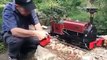 Man creates steam engine and run toy train