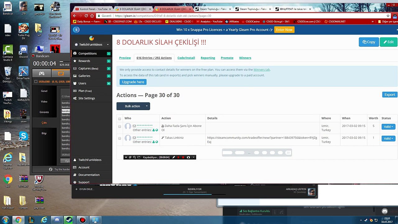CSGO - 8$ Dolar Çekiliş Sonuçları Ve 10$ Dolar Yeni Çekiliş