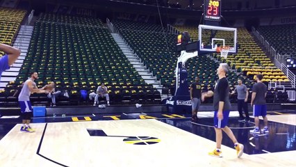 "Day before Utah Jazz Game 3 Stephen Curry shooting routine"