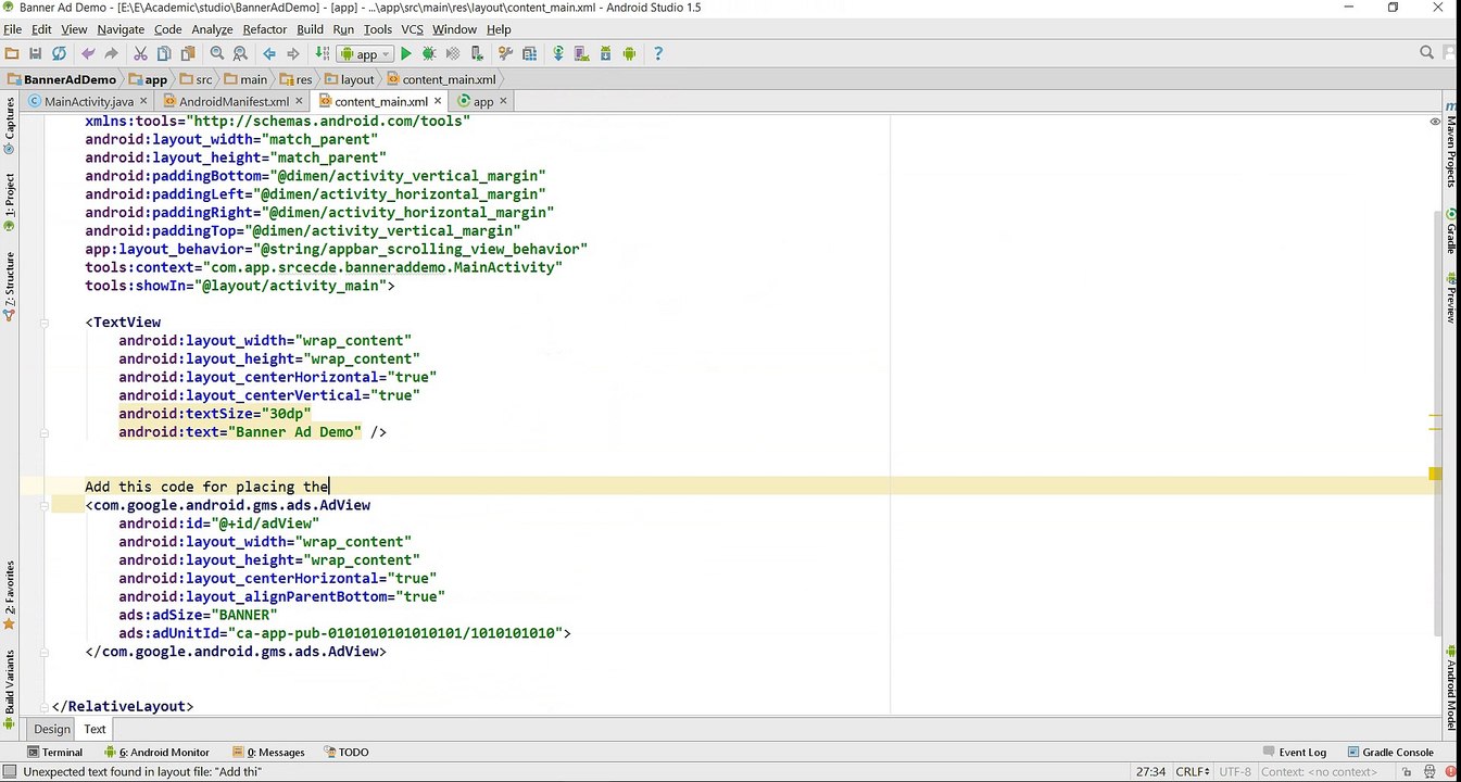 How to add banner ads in android application