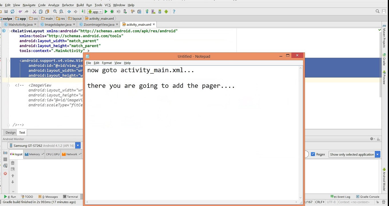 How to swipe multiple images in android