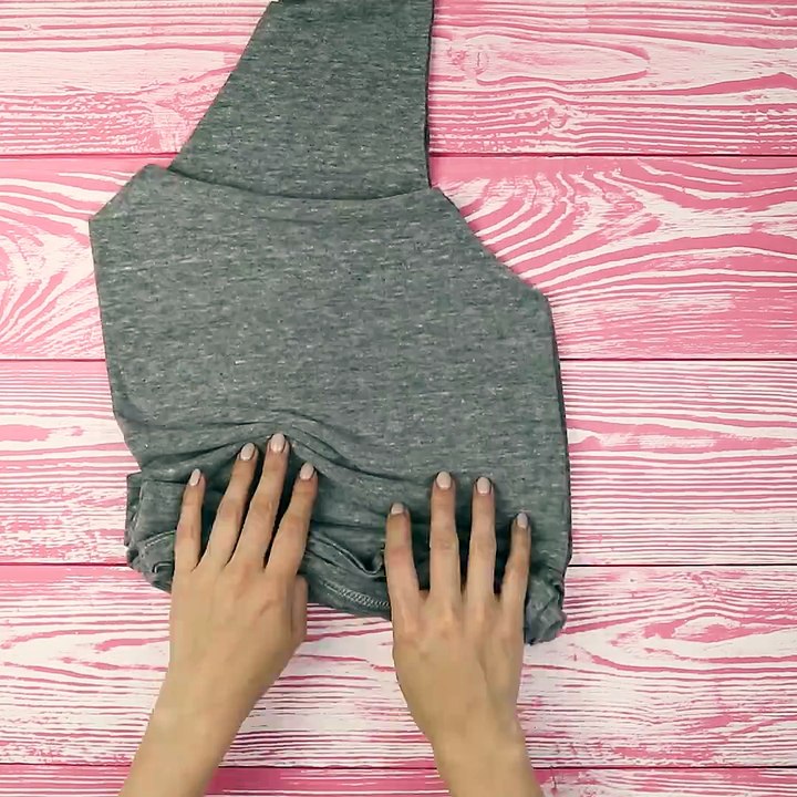 A cute bag made from an old T-shirt.