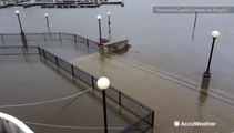 Ottawa River floods a dock in Gatineau, Quebec