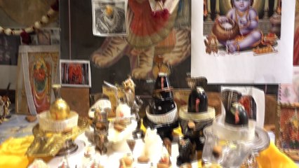 Aruna & Hari Sharma morning pooja at Uppsala home before leaving to China Apr 25, 2017