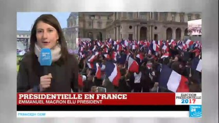 Présidentielle : Emmanuel Macron élu président, explosion de joie sur l'esplanade du Louvre