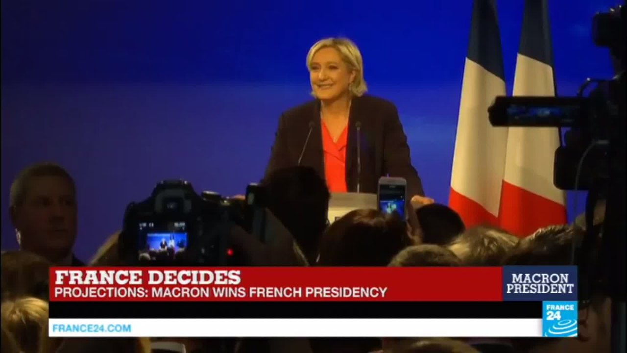 France Presidential Election: Defeated Marine Le Pen addresses supporters
