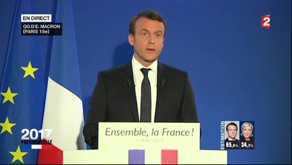 Présidentielle : après sa victoire, revivez le discours d'Emmanuel Macron en intégralité