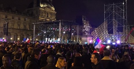 Crowds Celebrate Macron Presidential Victory at Louvre