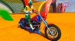 COLORS MOTORCYCLES Jumping w Superhero Cartoon Videos in Spiderman Cartoons for Children & Songs