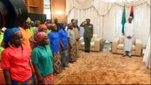 Freed Chibok girls meet Nigeria's leader Buhari