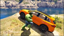 Spiderman and hulk jumping from extreme height. Cartoon for kids with superheroes and 3d a