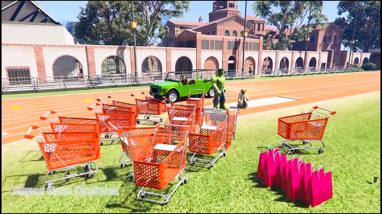 Baby Hulk shopping surprise eggs and play doh with police Spiderman Funny cartoons for kid