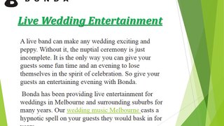 Best Live Wedding Entertainment Bands in Melbourne