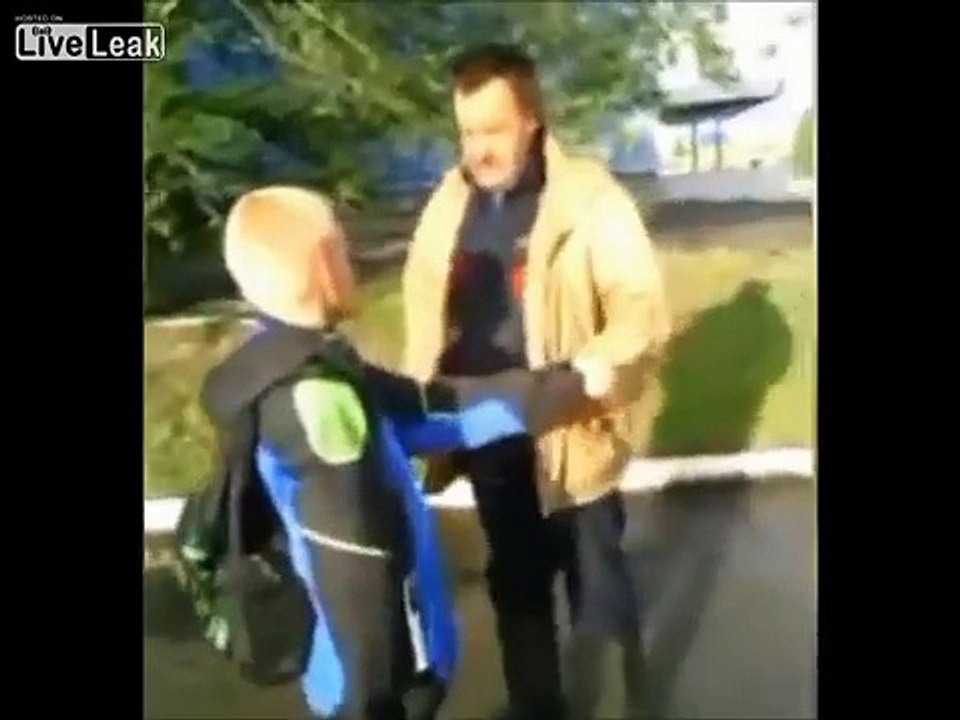 A kid Bully Picks On Homeless Man Gets Ass Beaten Screams Like A Bitch
