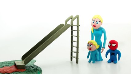 Spiderbaby & Elsa baby Toboggan Frozen Cartoon Stop Motion Play Doh (1)