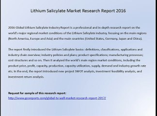 Gosreports Global Market Research Report：Lithium Salicylate Market Research Report 2016