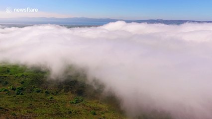 Amazing drone footage of mountain fog in Northern Ireland