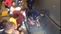 Metro istasyonunda feci kaza! Yürüyen merdivende korku dolu anlar  İHA