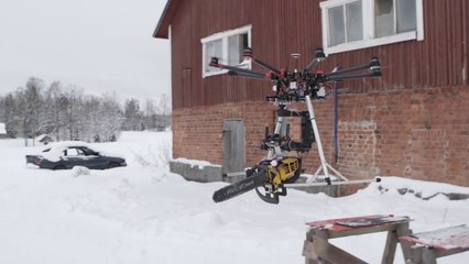 Drone With A Chainsaw. Awesome Video!