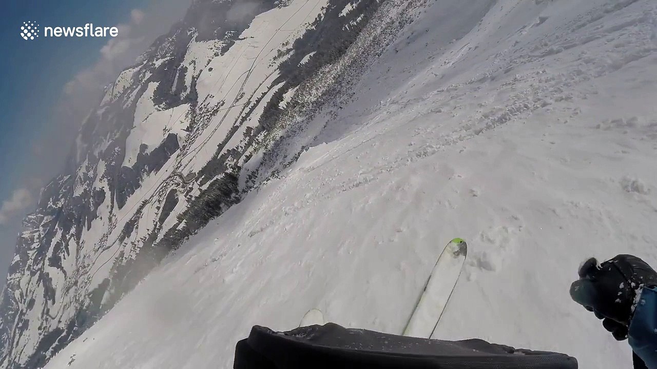Skier has close call with avalanche in Austria