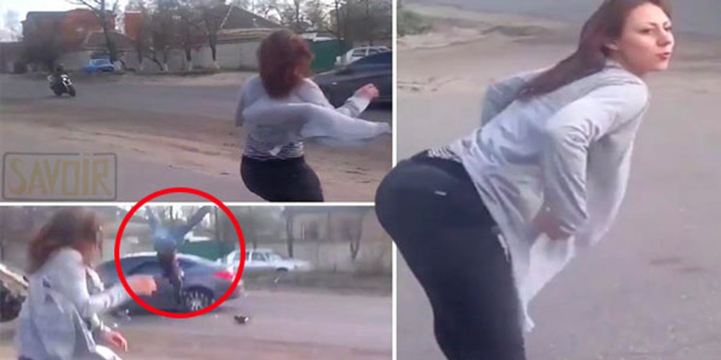 Un moment choquant! cette fille séduisante cause une collision frontale entre le motard et une voiture après avoir dansé