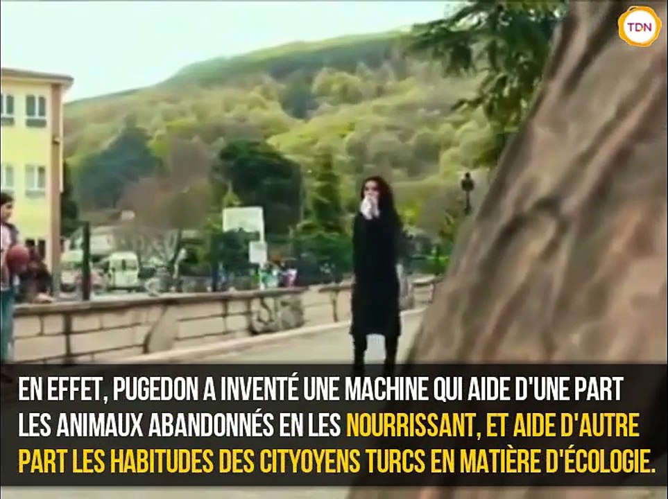 Une machine à recycler qui donne à manger aux chiens errants