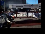 Winner of the Mercedes Marathon crosses the finish line 2008