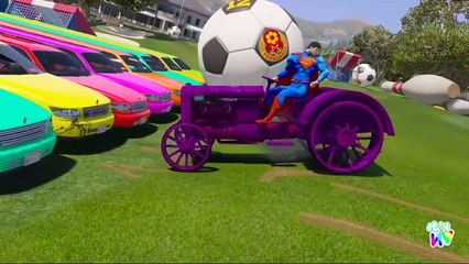LEARN COLORS & NUMBERS with TRACTOR on TRUCK in SPIDERMAN & ELSA Cartoon for Kids and Nursery Rhymes