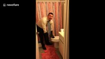 Man finds squirrel in toilet and rescues it