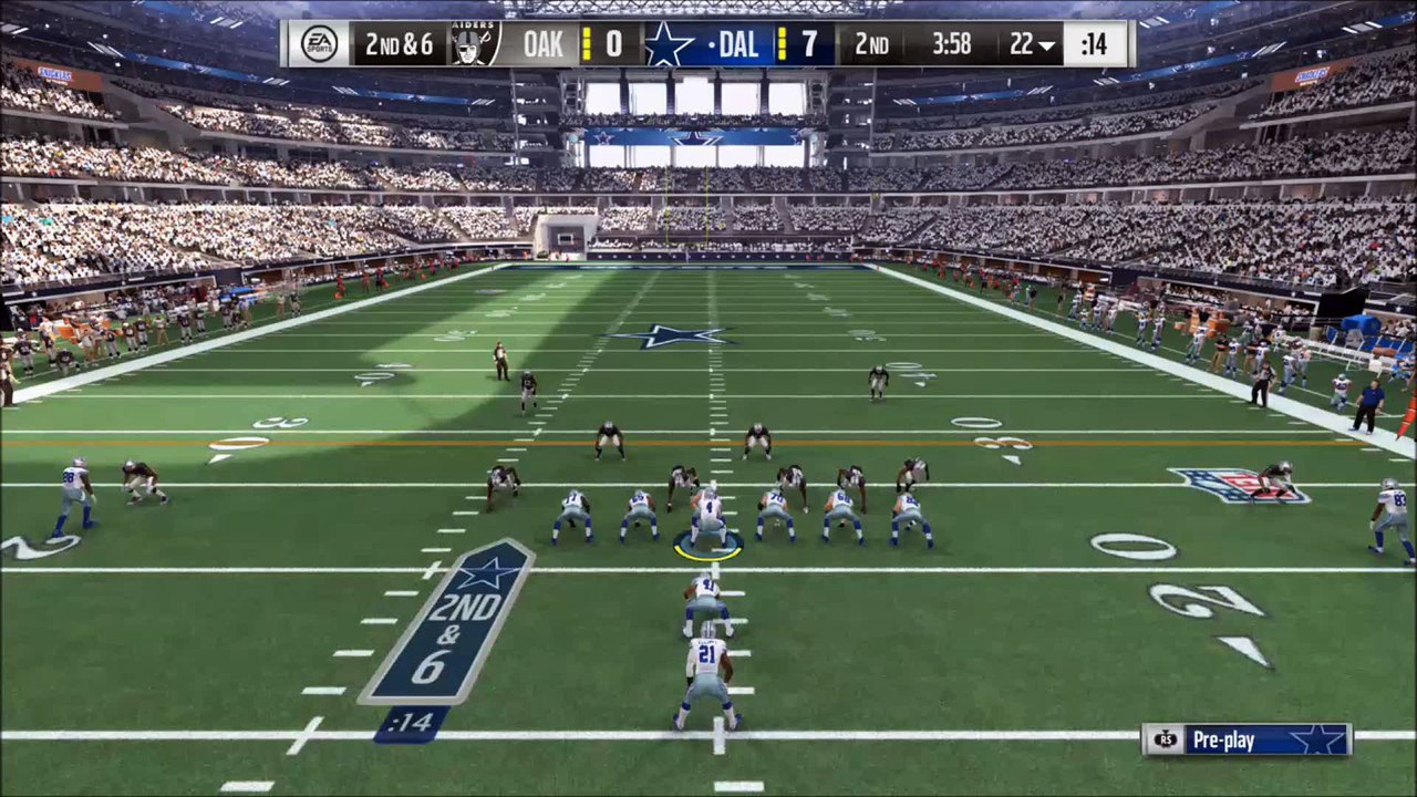 TD Elliott vs Oakland Madden NFL 17