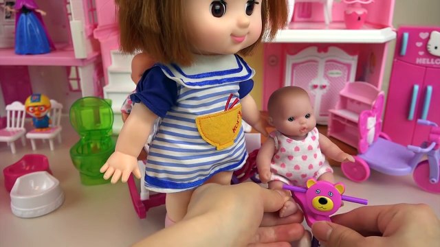 Baby doll baby sitter play refrigerator and food toys