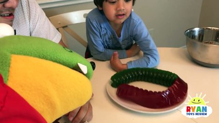Real Food vs Gummy Food Challenge! Kid React to gross candy worlds largest gummy worms
