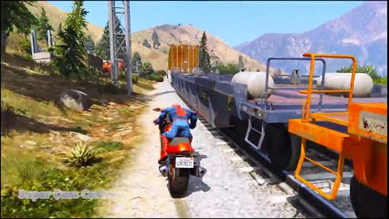 Spiderman and hulk saves city from crazy train. 3d animation cartoon for kids